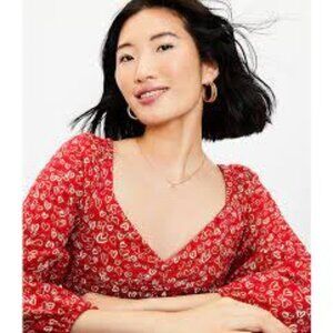 Loft Womens Plus 16 Heart Cinched Sweetheart Neck Blouse Shirt Top
